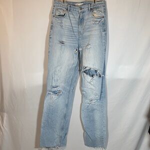 Zara Light Wash Distressed the 90’s full length Jeans